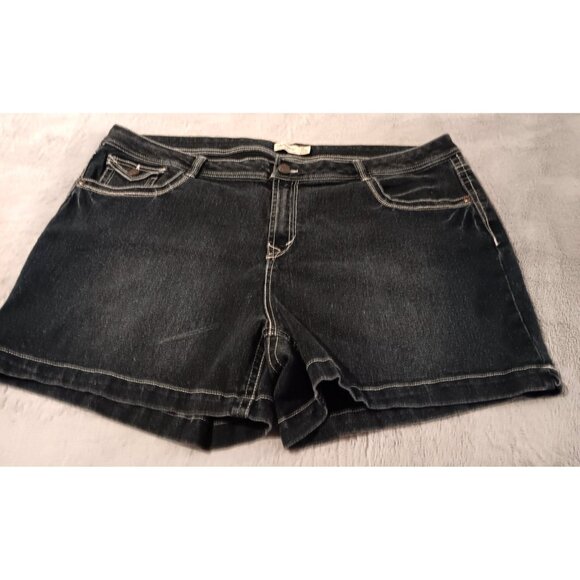 Faded Glory Womens Jean Shorts Medium Wash Denim Plus Size 26W button flap - Picture 1 of 7